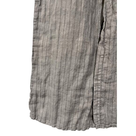 Campo De Firori Linen Wide Leg Pants Women’s Sz S Gray Pinstripe Pull On - Picture 3 of 7